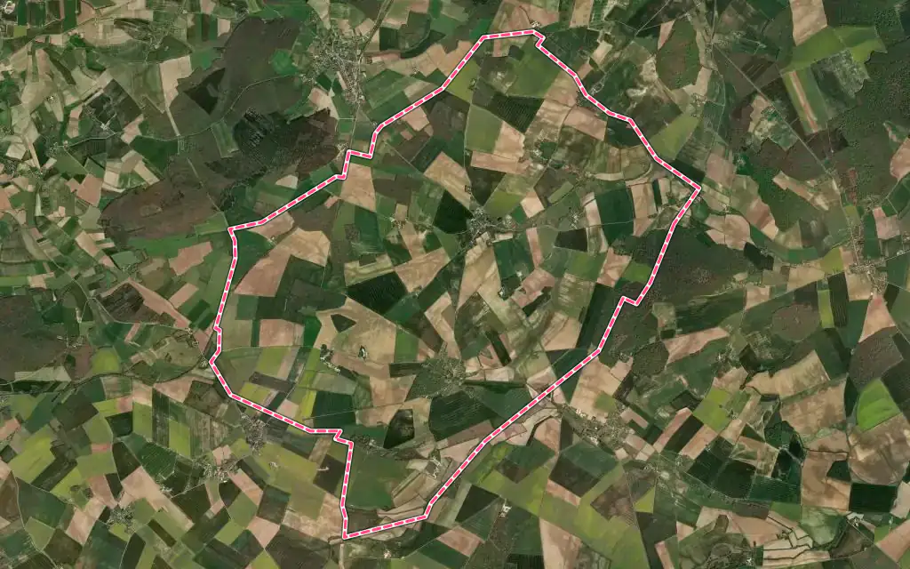 Vue satellite de Jalognes avec ses contours administratifs