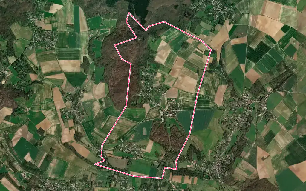 Vue satellite de Jambville avec ses contours administratifs