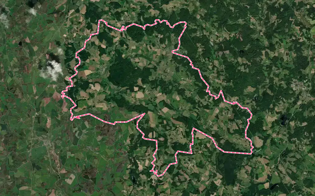 Vue satellite de Janaillat avec ses contours administratifs