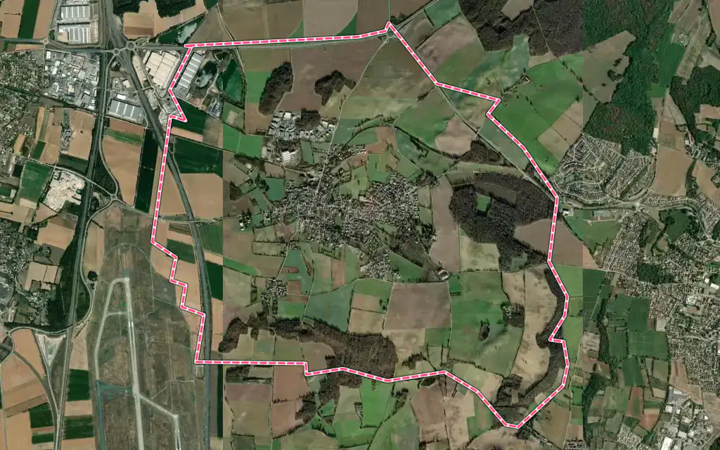 Vue satellite de Janneyrias avec ses contours administratifs