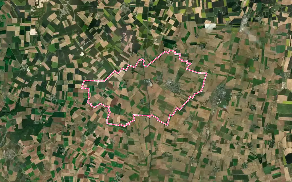 Vue satellite de Janville-en-Beauce avec ses contours administratifs