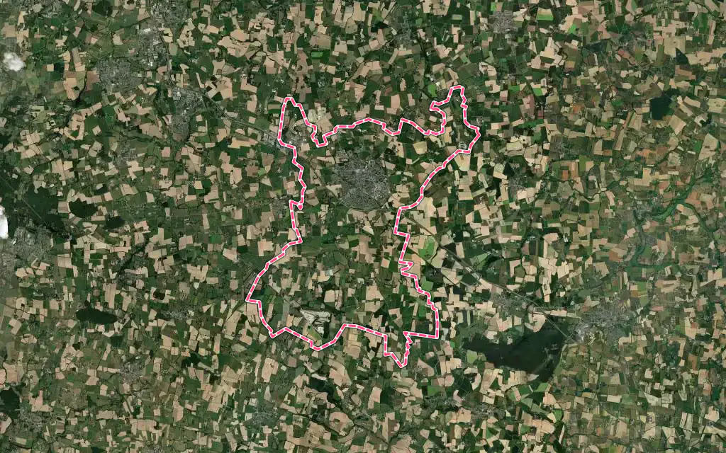 Vue satellite de Janzé avec ses contours administratifs