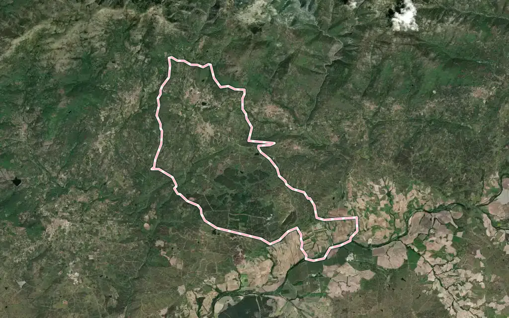 Vista satélite de Jarandilla de la Vera con su contorno administrativo