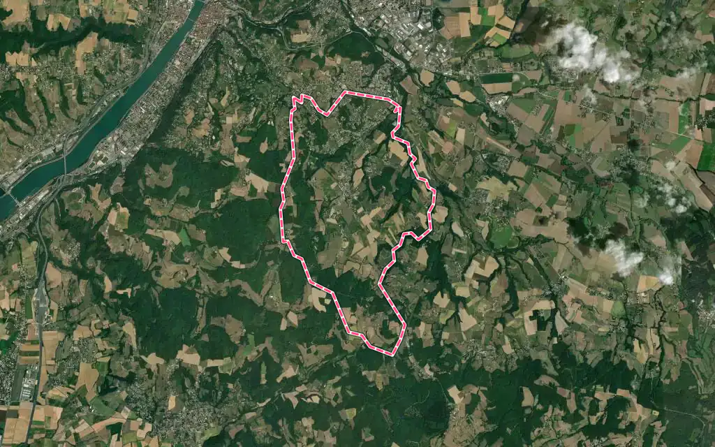 Vue satellite de Jardin avec ses contours administratifs