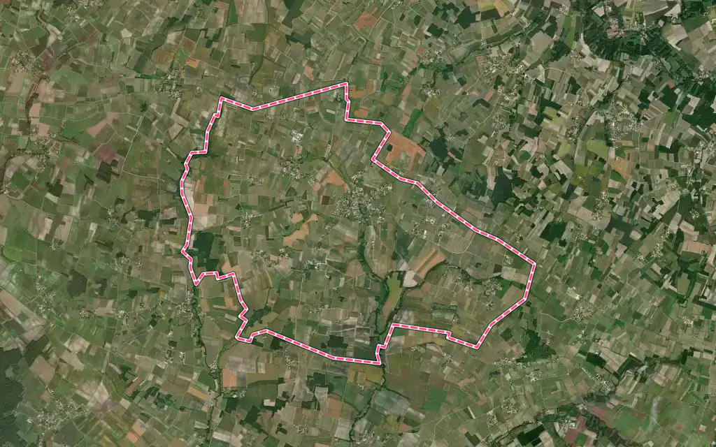 Vue satellite de Jarnac-Champagne avec ses contours administratifs