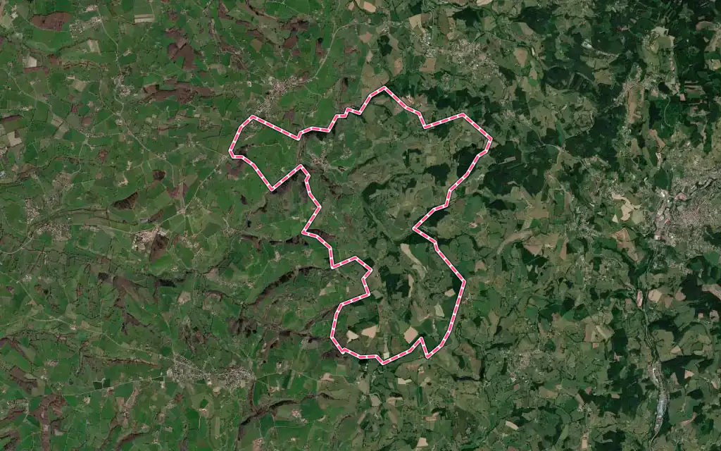 Vue satellite de Jarnosse avec ses contours administratifs
