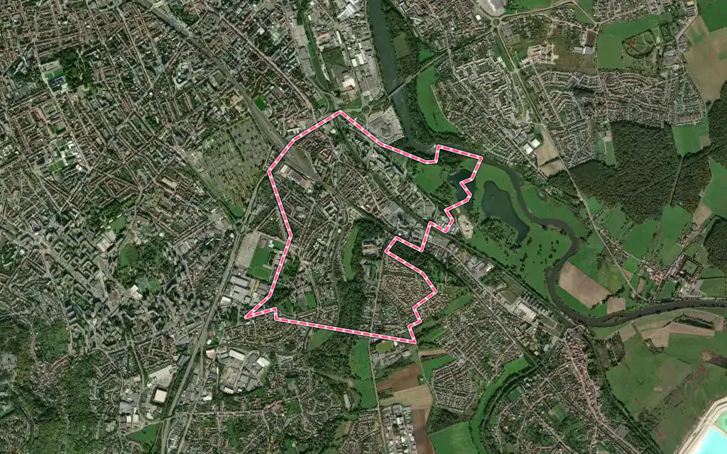 Vue satellite de Jarville-la-Malgrange avec ses contours administratifs