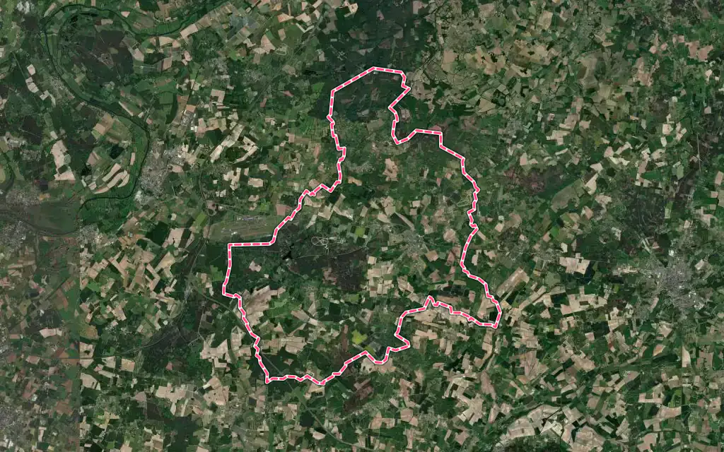 Vue satellite de Jarzé Villages avec ses contours administratifs