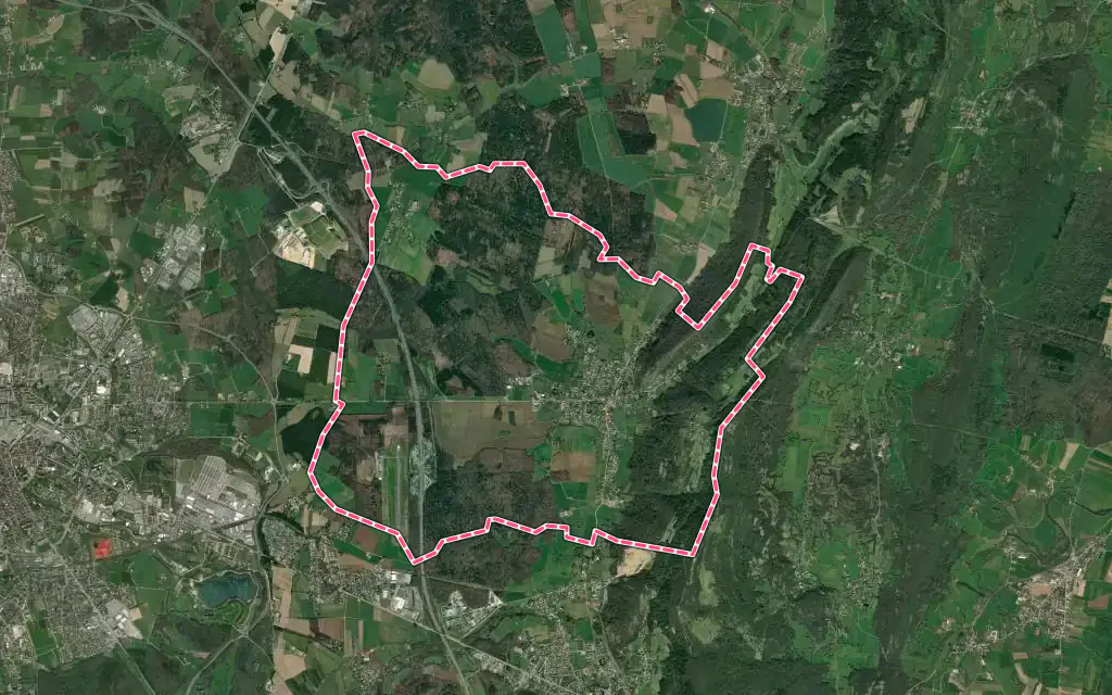 Vue satellite de Jasseron avec ses contours administratifs
