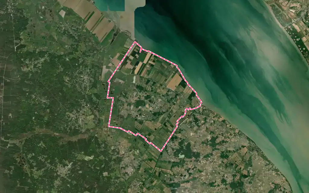 Vue satellite de Jau-Dignac-et-Loirac avec ses contours administratifs
