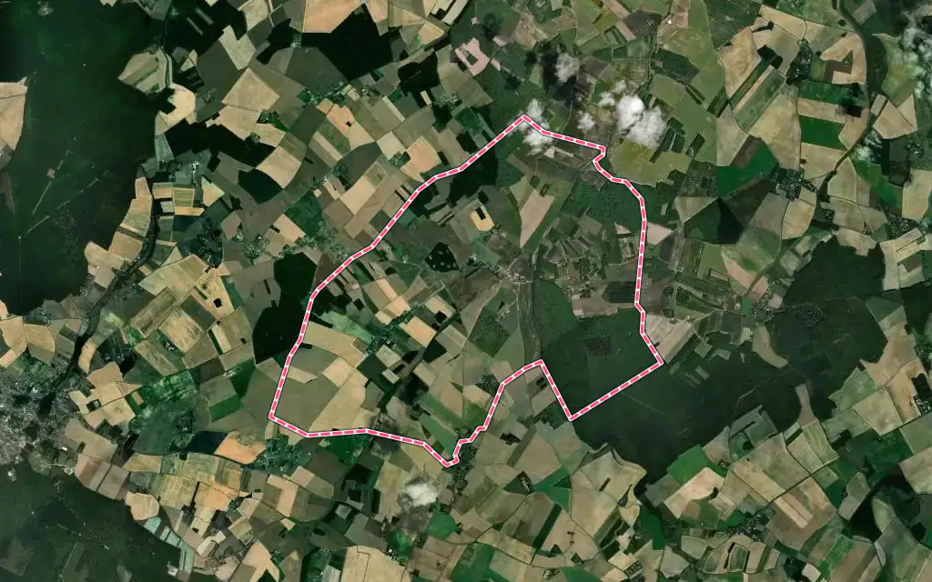 Vue satellite de Jaudrais avec ses contours administratifs