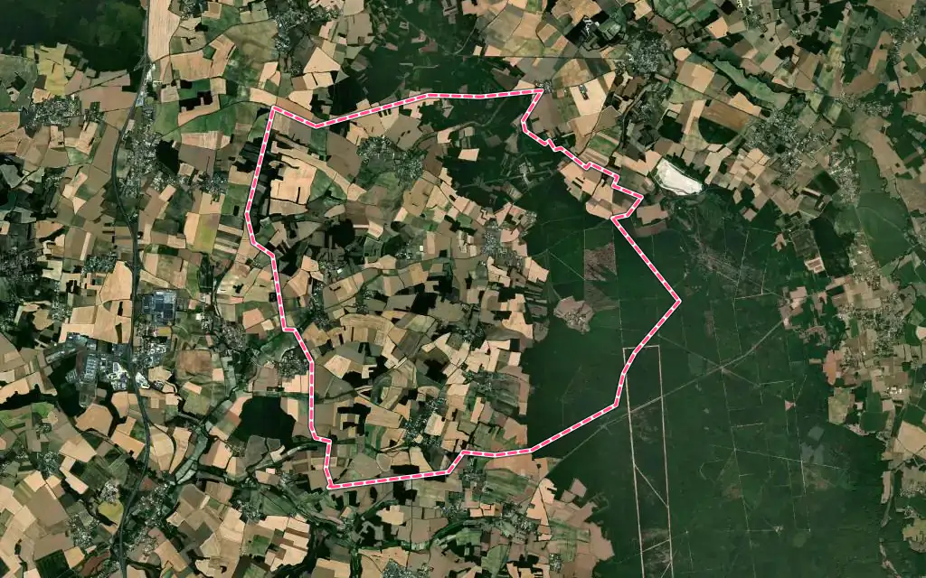 Vue satellite de Jauldes avec ses contours administratifs