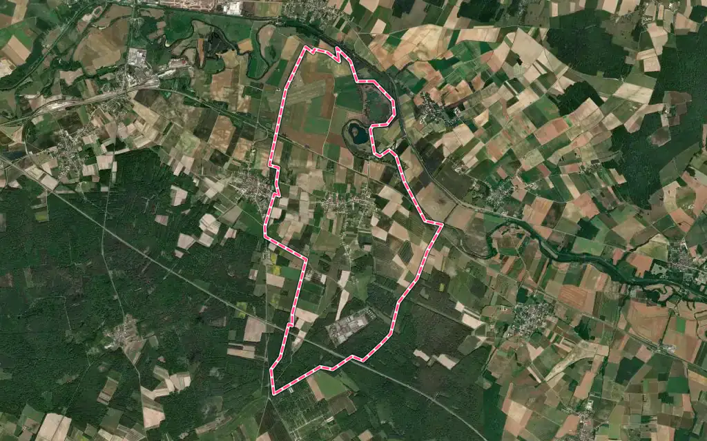 Vue satellite de Jaulges avec ses contours administratifs
