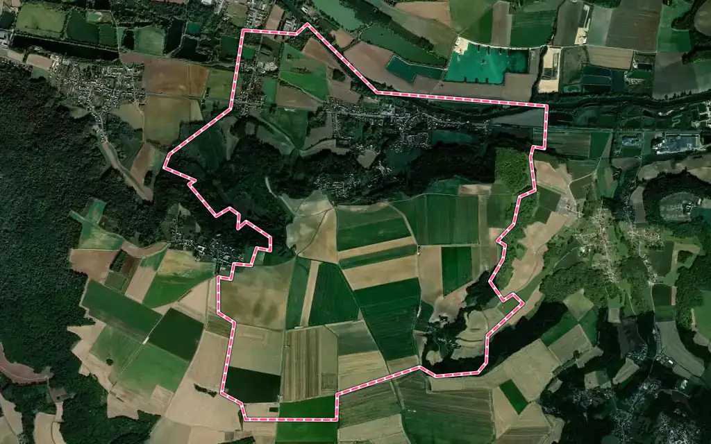 Vue satellite de Jaulzy avec ses contours administratifs