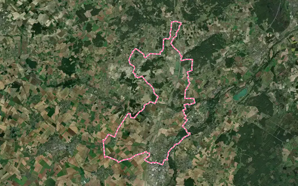 Vue satellite de Jaunay-Marigny avec ses contours administratifs