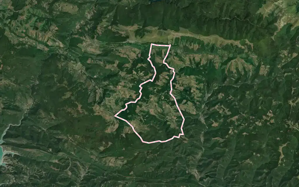 Vista satélite de Jaurrieta con su contorno administrativo