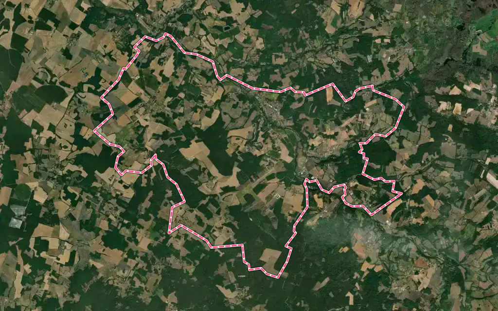 Vue satellite de Javerlhac-et-la-Chapelle-Saint-Robert avec ses contours administratifs