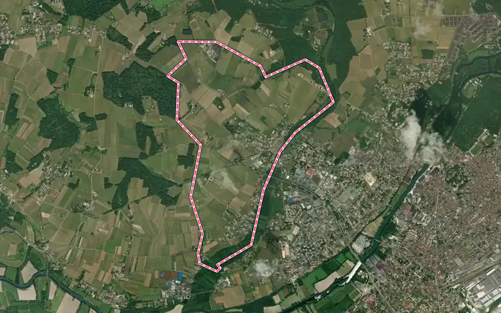 Vue satellite de Javrezac avec ses contours administratifs