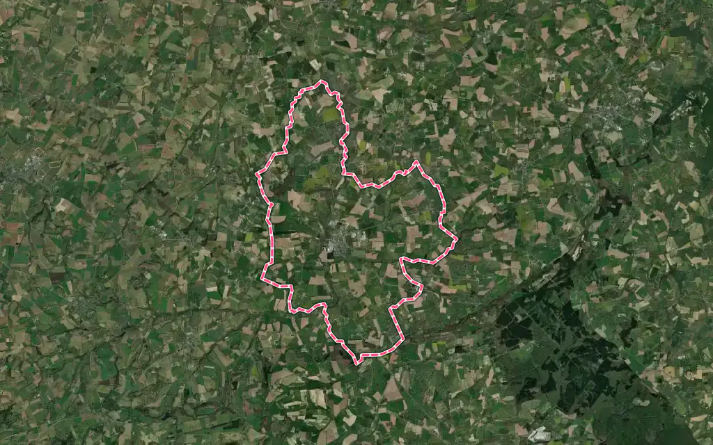 Vue satellite de Javron-les-Chapelles avec ses contours administratifs