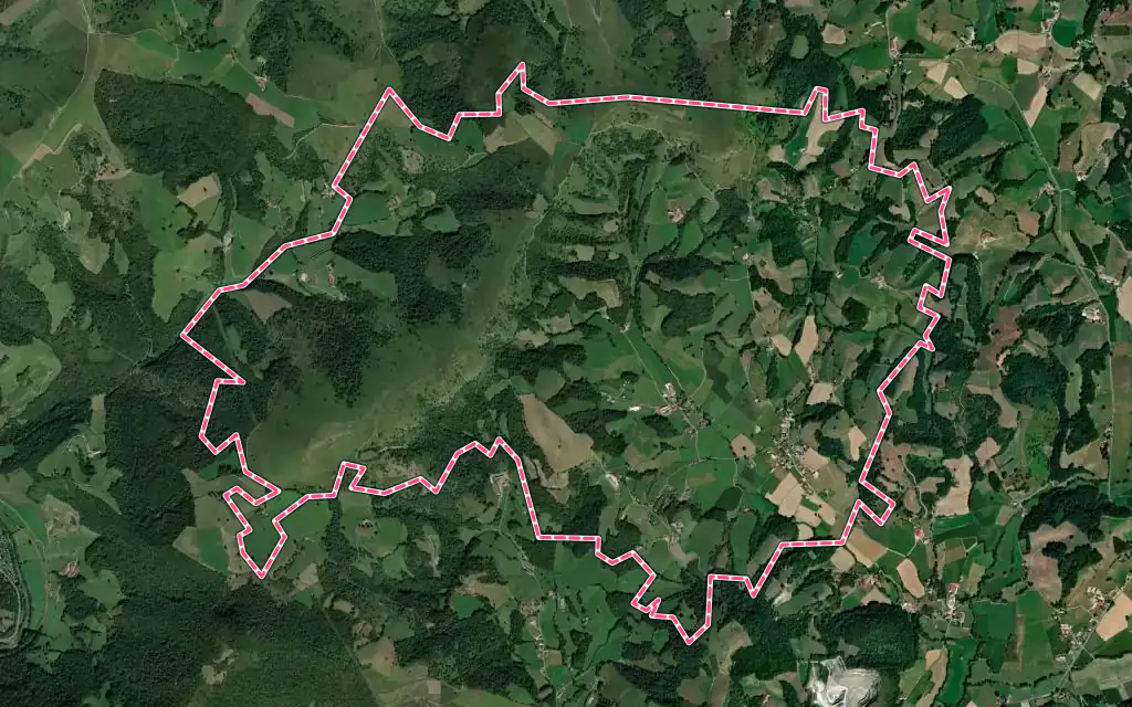 Vue satellite de Jaxu avec ses contours administratifs