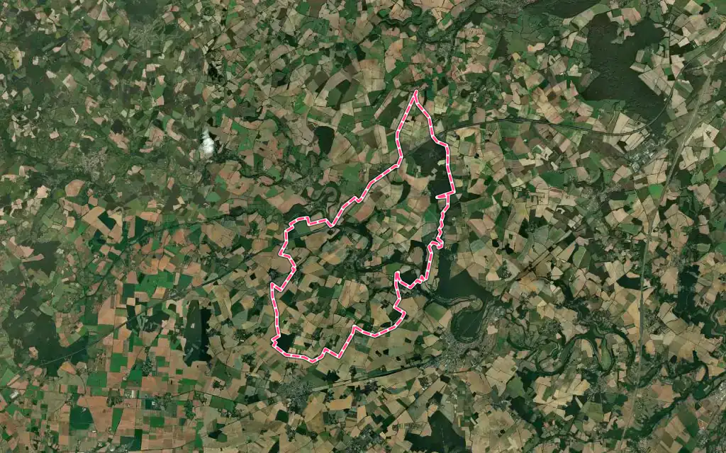 Vue satellite de Jazeneuil avec ses contours administratifs