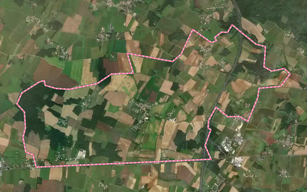 Vue satellite de Jazennes avec ses contours administratifs