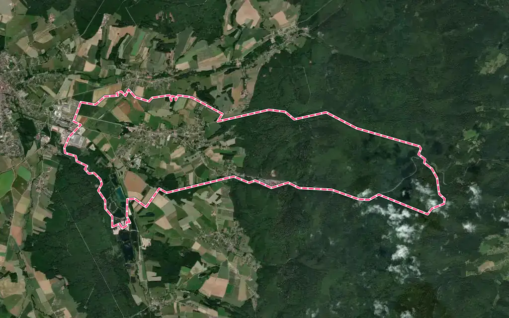 Vue satellite de Jeanménil avec ses contours administratifs