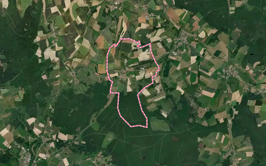Vue satellite de Jésonville avec ses contours administratifs