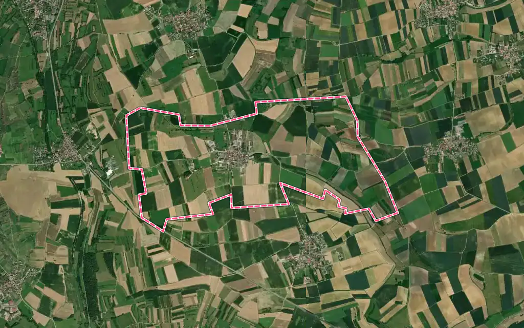 Vue satellite de Jetterswiller avec ses contours administratifs