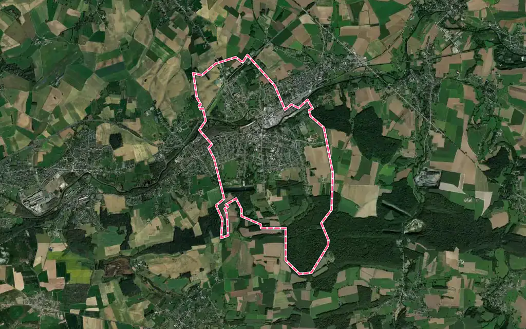 Vue satellite de Jeumont avec ses contours administratifs