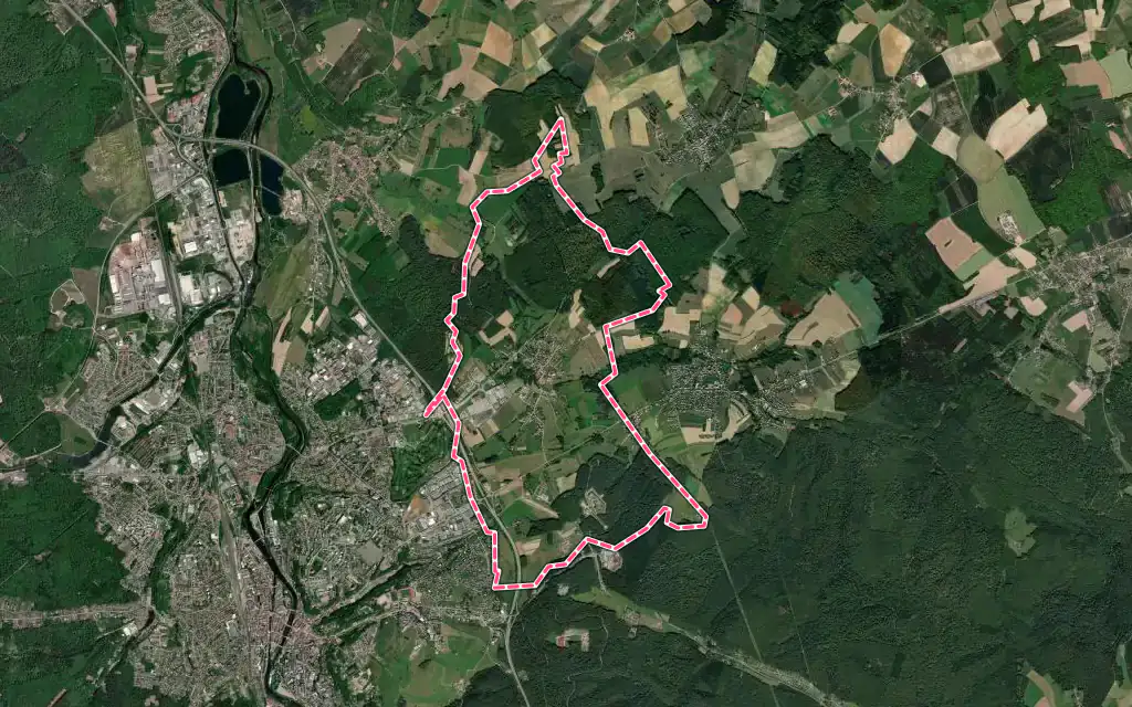 Vue satellite de Jeuxey avec ses contours administratifs