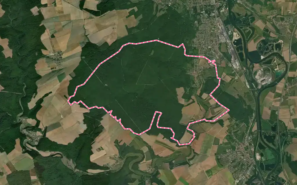 Vue satellite de Jezainville avec ses contours administratifs