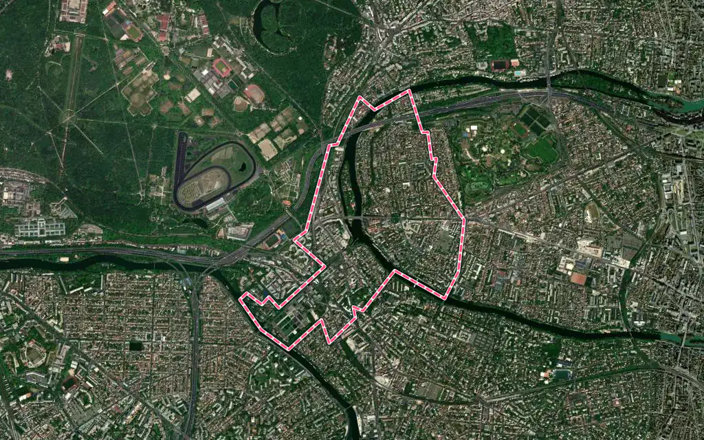 Vue satellite de Joinville-le-Pont avec ses contours administratifs