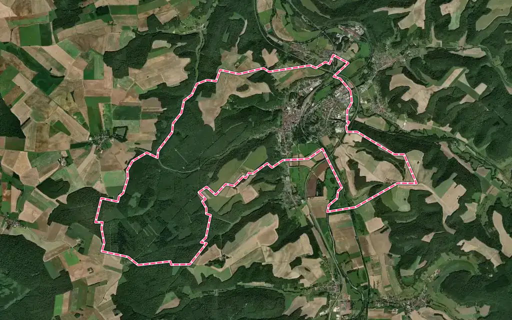 Vue satellite de Joinville avec ses contours administratifs