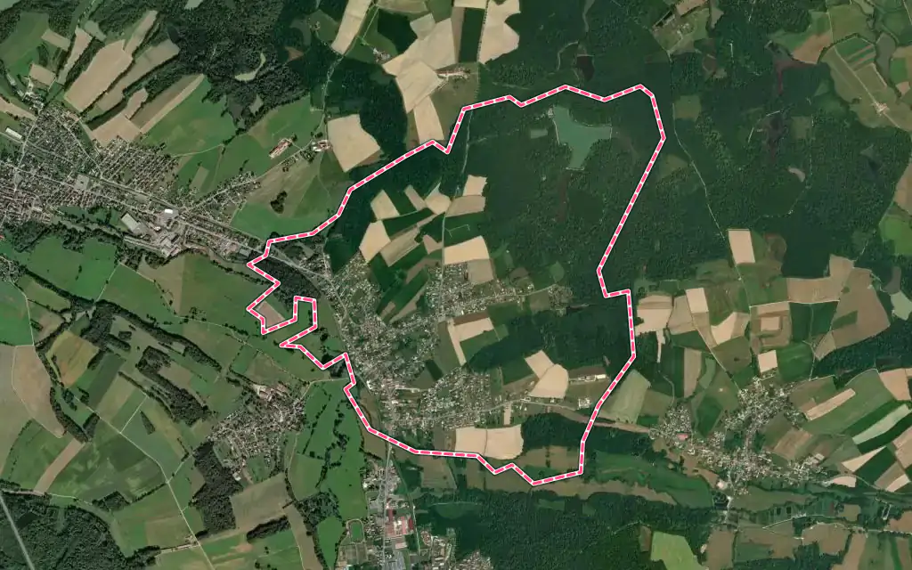 Vue satellite de Joncherey avec ses contours administratifs