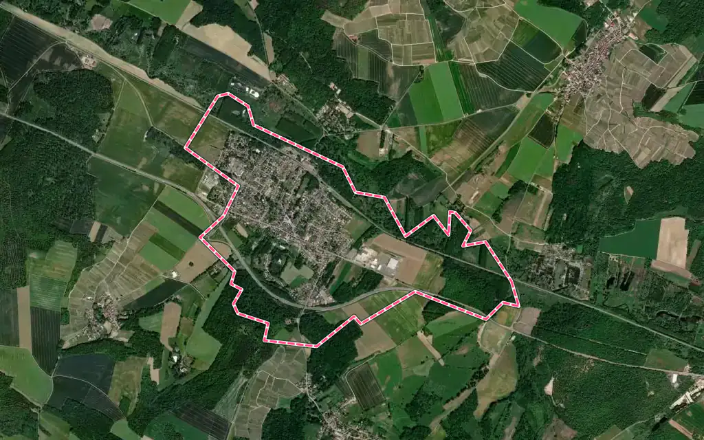 Vue satellite de Jonchery-sur-Vesle avec ses contours administratifs