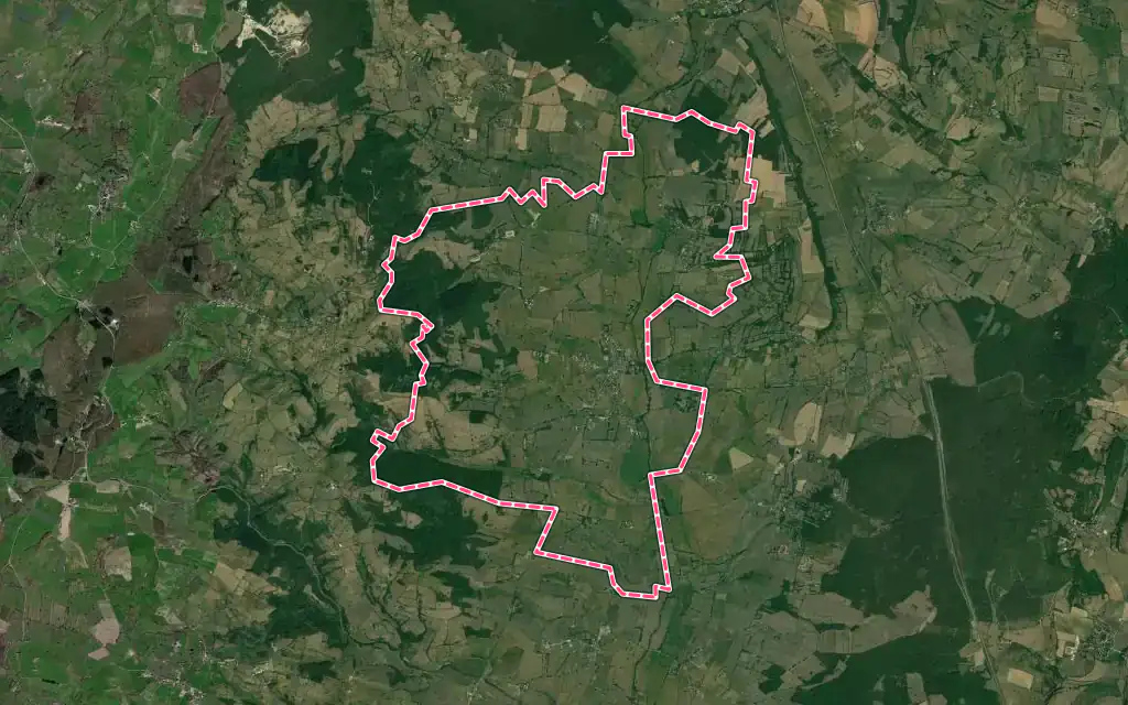Vue satellite de Joncy avec ses contours administratifs