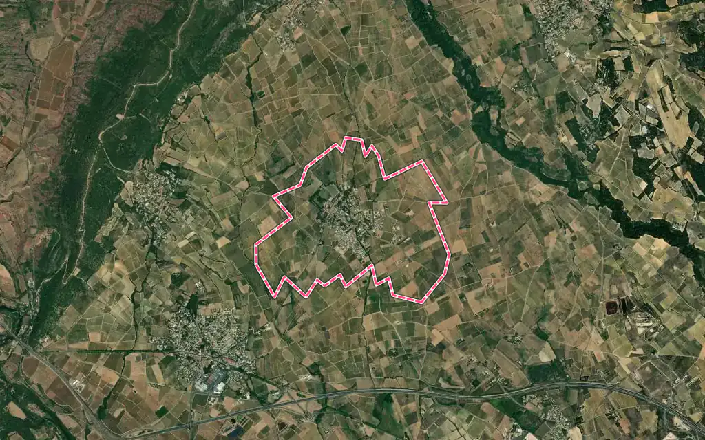 Vue satellite de Jonquières avec ses contours administratifs