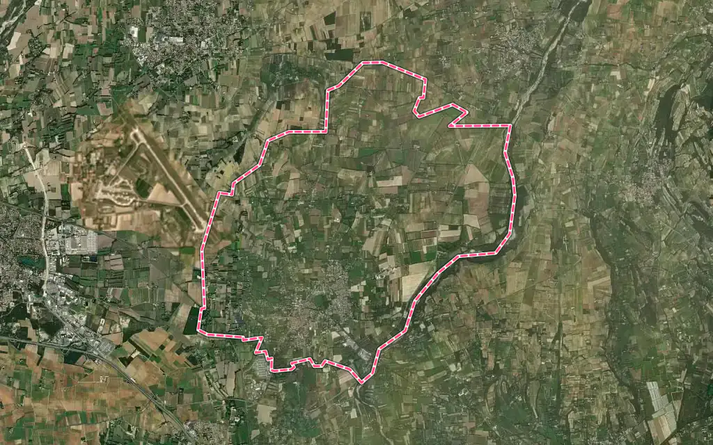 Vue satellite de Jonquières avec ses contours administratifs