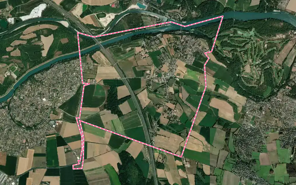 Vue satellite de Jons avec ses contours administratifs