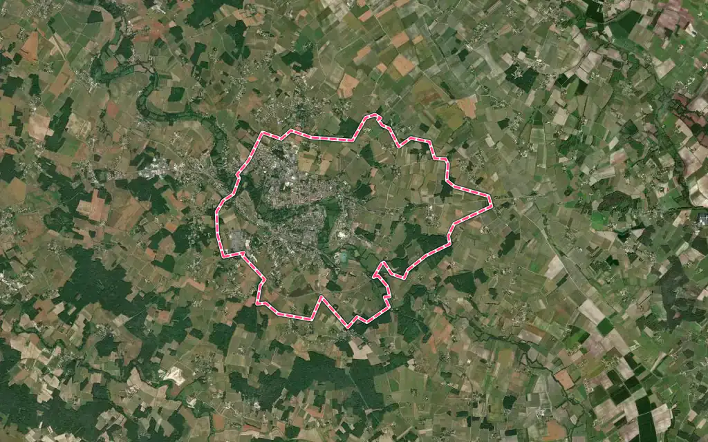 Vue satellite de Jonzac avec ses contours administratifs