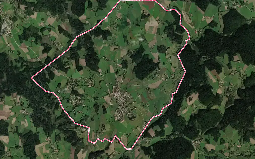 Vue satellite de Jonzieux avec ses contours administratifs