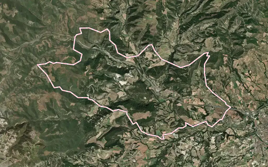 Vista satélite de Jorba con su contorno administrativo