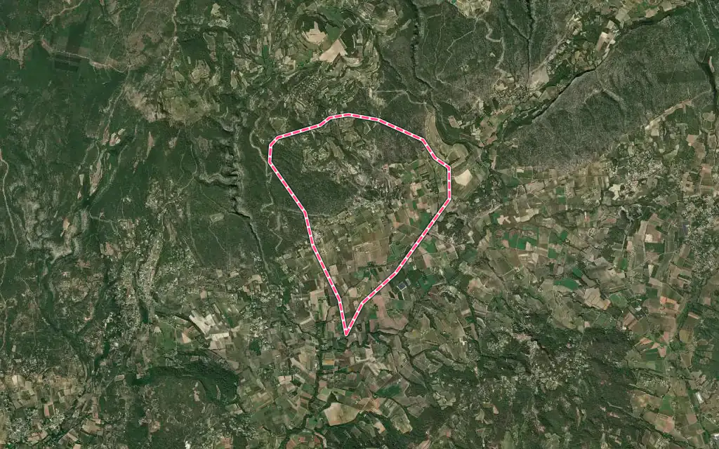 Vue satellite de Joucas avec ses contours administratifs