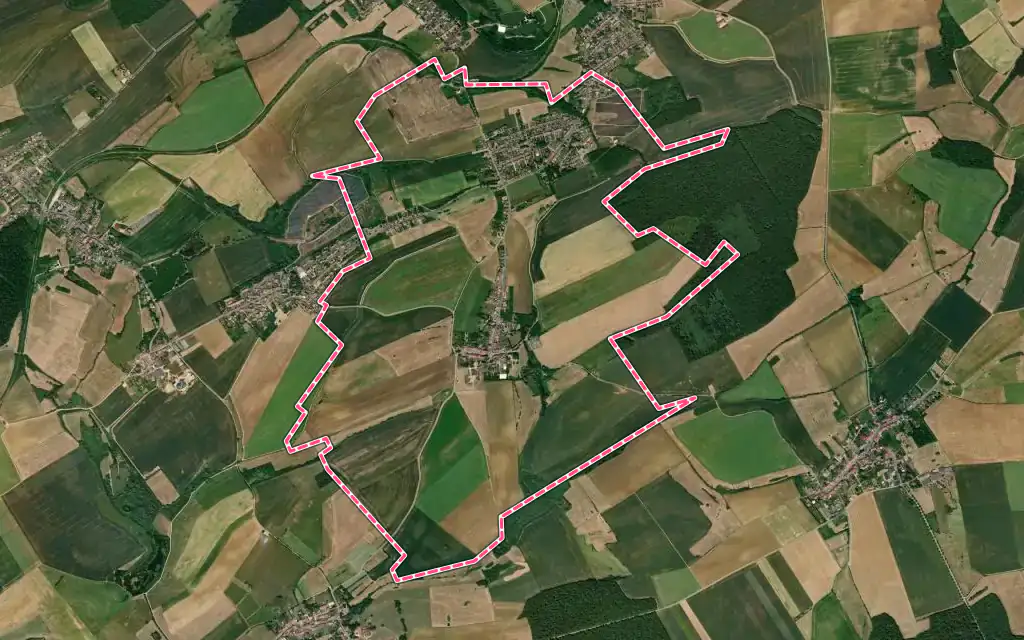 Vue satellite de Joudreville avec ses contours administratifs
