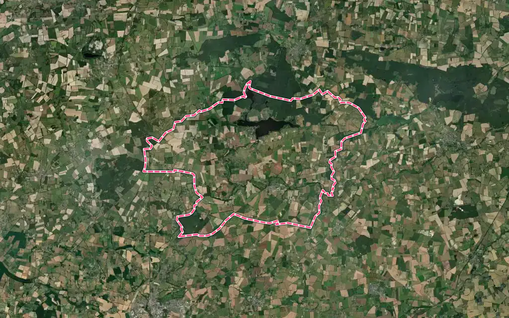 Vue satellite de Joué-sur-Erdre avec ses contours administratifs