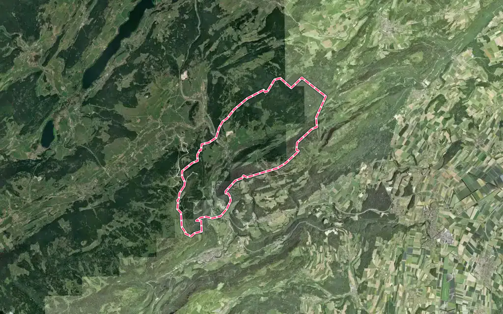 Vue satellite de Jougne avec ses contours administratifs