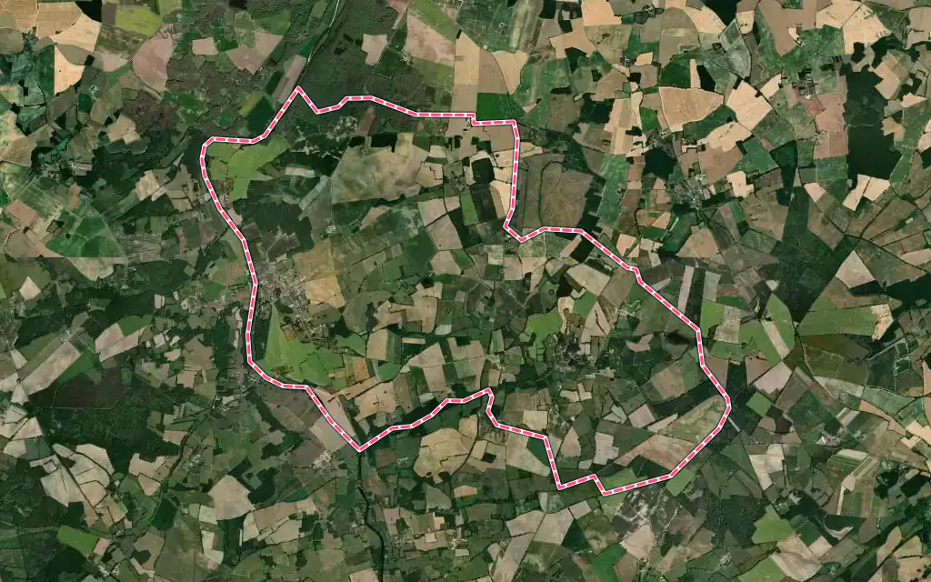 Vue satellite de Jouhet avec ses contours administratifs