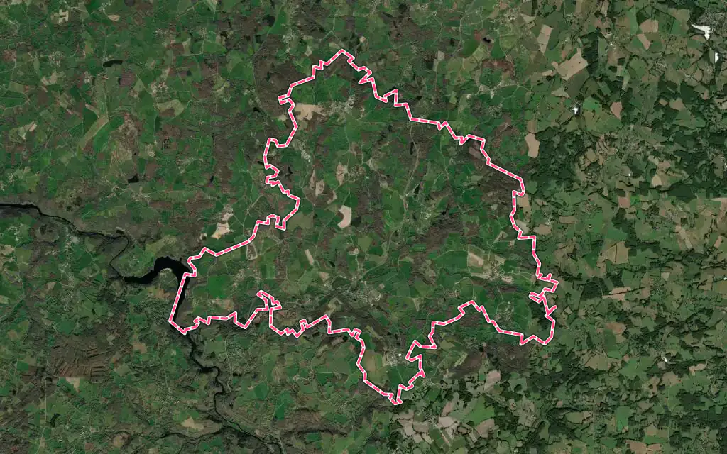 Vue satellite de Jouillat avec ses contours administratifs