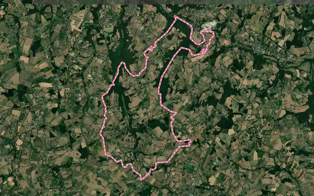 Vue satellite de Jourgnac avec ses contours administratifs